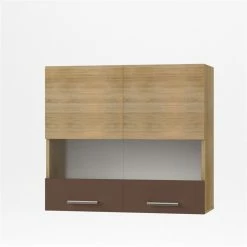 Alphab2b Alina Πάνω ντουλάπι με Τζάμι, 80x30, 5x71, 8, Σονόμα-Μόκκα SO-AV80G