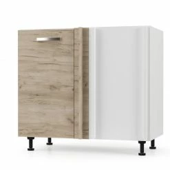 Alphab2b CHARLOTΤE Κάτω Ντουλάπι Γωνίας 90x50x82cm με μεταλλικά χερούλια Δρύς