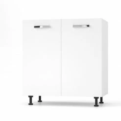 Alphab2b CHARLOTΤE Ντουλάπι Νεροχύτη 80x46.5x82εκ με μεταλλικά χερούλια Λευκό