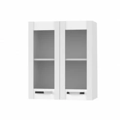 Alphab2b CHARLOTΤE Πάνω Ντουλάπι Με Τζάμι 60x30.5x71.8εκ με μεταλλικά χερούλια Λευκό