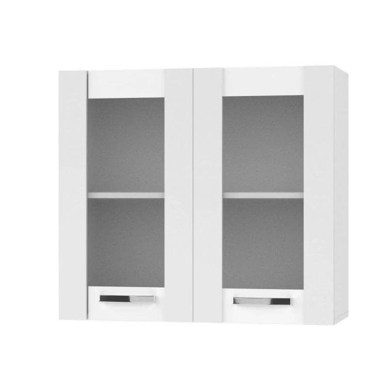 Alphab2b CHARLOTΤE Πάνω Ντουλάπι Με Τζάμι 80x30.5x71.8εκ με μεταλλικά χερούλια Λευκό