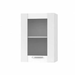 Alphab2b CHARLOTΤE Πάνω Ντουλάπι Με Τζάμι Αριστερό 50x30.5x71.8εκ με μεταλλικά χερούλια Λευκό