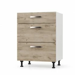 Alphab2b CHARLOTΤE Συρταριέρα 60x46.5x82cm με μεταλλικά χερούλια Δρύς