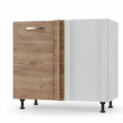 Alphab2b CHARLOTΤE Κάτω Ντουλάπι Γωνίας 90x50x82εκ με μεταλλικά χερούλια Χρυσός Δρυς