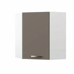 Alphab2b CHARLOTΤE Πάνω Ντουλάπι Γωνίας 60x60x71.8εκ με μεταλλικά χερούλια Μόκα
