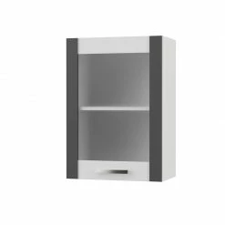 Alphab2b CHARLOTΤE Πάνω Ντουλάπι Με Τζάμι Αριστερό 50x30.5x71.8 με μεταλλικά χερούλια Γραφίτης