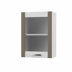 Alphab2b CHARLOTΤE Πάνω Ντουλάπι Με Τζάμι Αριστερό 50x30.5x71.8εκ με μεταλλικά χερούλια Μόκα