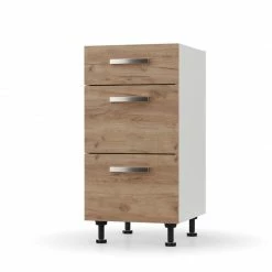 Alphab2b CHARLOTΤE Συρταριέρα 40x46.5x82εκ με μεταλλικά χερούλια Χρυσό Δρυς