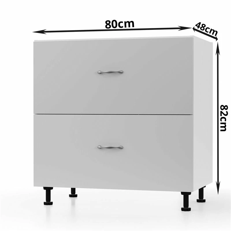 Alphab2b Modest Κάτω Ντουλάπι Συρταριέρα Γκρι 80x48x82cm - Image 3