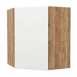 Alphab2b Επιτοίχιο γωνιακό ντουλάπι κουζίνας Soft Λευκό με βελανιδιά Διαστάσεις 60x60x72,8εκ