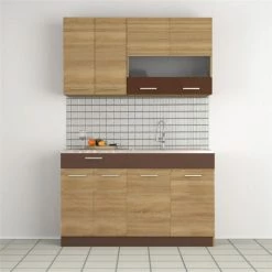 Alphab2b Κουζίνα Alina Σετ 2-8 (Με δυνατότητα επέκτασης) Σονόμα-Μόκκα. Σετ 5 κουτιών για κουζίνα, 140 Cm πάνω 140 Cm κάτω SO-ALINASET2-8