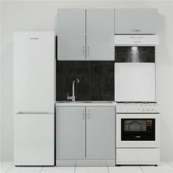 Alphab2b Κουζίνα Modest Σετ 3 Κουτιών Γκρι Άνω Κουτιά 140cm Κάτω 80cm