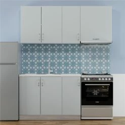 Alphab2b Κουζίνα Modest Σετ 5 Κουτιών Γκρι Άνω Κουτιά 170cm Κάτω 110cm