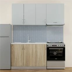 Alphab2b Κουζίνα Modest Σετ 5 Κουτιών Γκρι-Σονόμα Άνω Κουτιά 170cm Κάτω 110cm