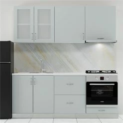 Alphab2b Κουζίνα Modest Σετ 6 Κουτιών Γκρι Άνω Κουτιά 200cm Κάτω 200cm