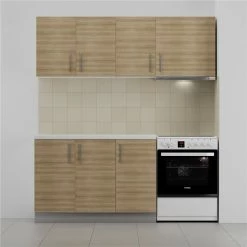 Alphab2b Κουζίνα ΕΡΗ Σετ 5 κουτιών Δρυς με Έντονα νερά Άνω Κουτία Μήκος 180cm Κάτω Κουτιά 120cm