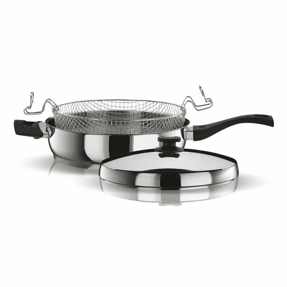 Τηγάνι Inox με καπάκι και καλάθι PYRAMIS CLASSIC-28 4,4lt Φ28 015028601